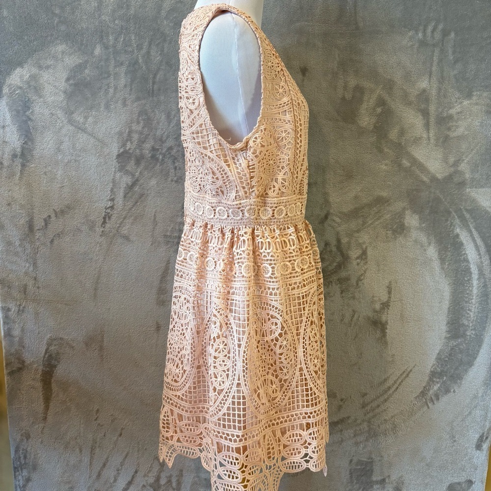 Miami Boho Bohemian Feminine Lace Midi Dress Sz L - Picture 5 of 12